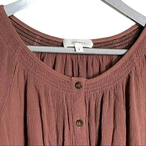 Hailey & Co. S boho brownish pink button down peasant shirt - Picture 6 of 6